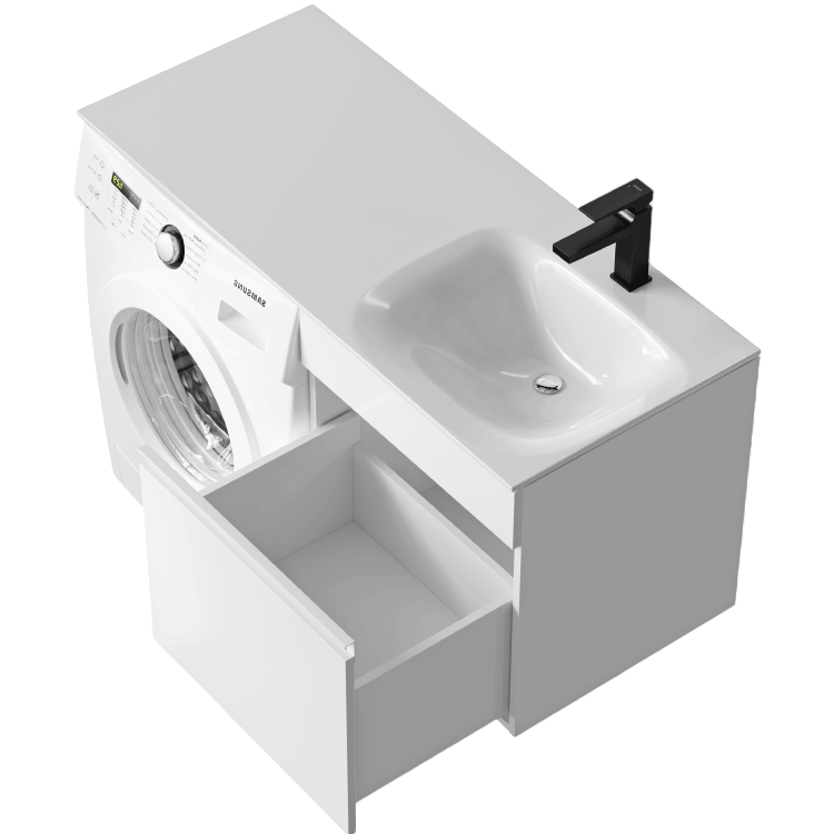 Тумба под раковину без столешницы Aqwella Duet 53 подвесная, под стиральную машину, белая