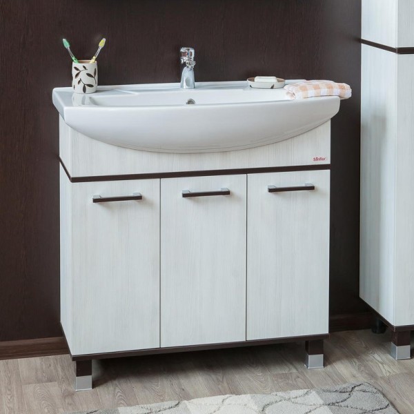 Тумба под раковину Sanflor Толедо 85, венге, северное дерево светлое