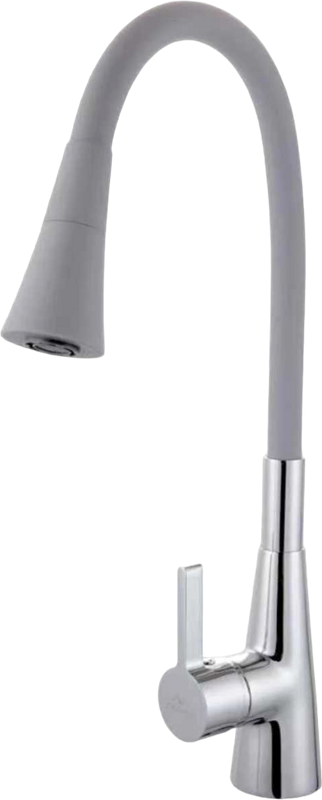 Смеситель для кухни Fashun A4153+B17 с гибким изливом, хром, серый