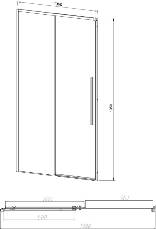 Душевая дверь в нишу Vincea Slim-N VDS-4SN130CL 130 см, профиль хром