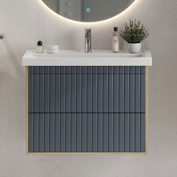 Тумба с раковиной Onika Дайлер 80 подвесная, графит, дуб сонома