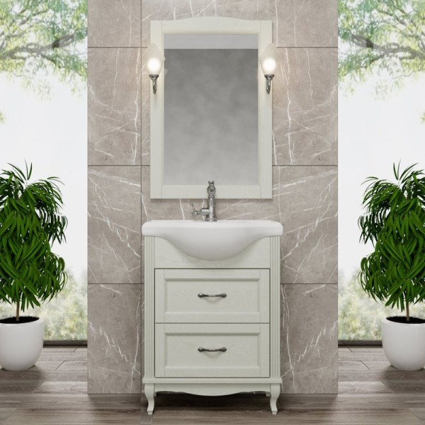 Мебель для ванной комнаты ValenHouse Эллина 65 слоновая кость, 2 ящика, ручки хром