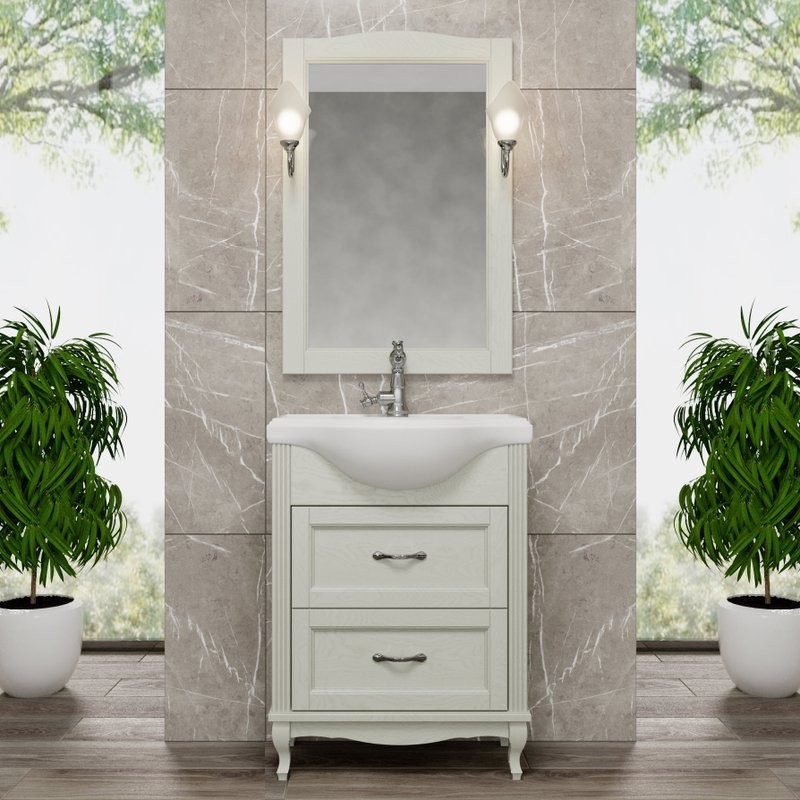 Мебель для ванной комнаты ValenHouse Эллина 65 слоновая кость, 2 ящика, ручки хром