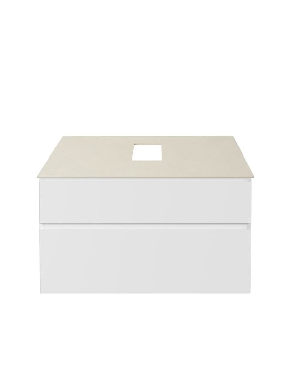 Тумба под раковину со столешницей Allen Brau Infinity 100 2 ящика, матовый белый, столешница бежевая