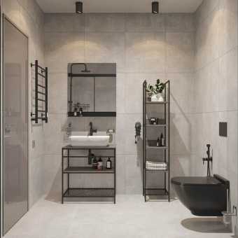 Мебель для ванной STWORKI Нюборг 70 с зеркалом, в стиле лофт, черная (комплект, гарнитур)
