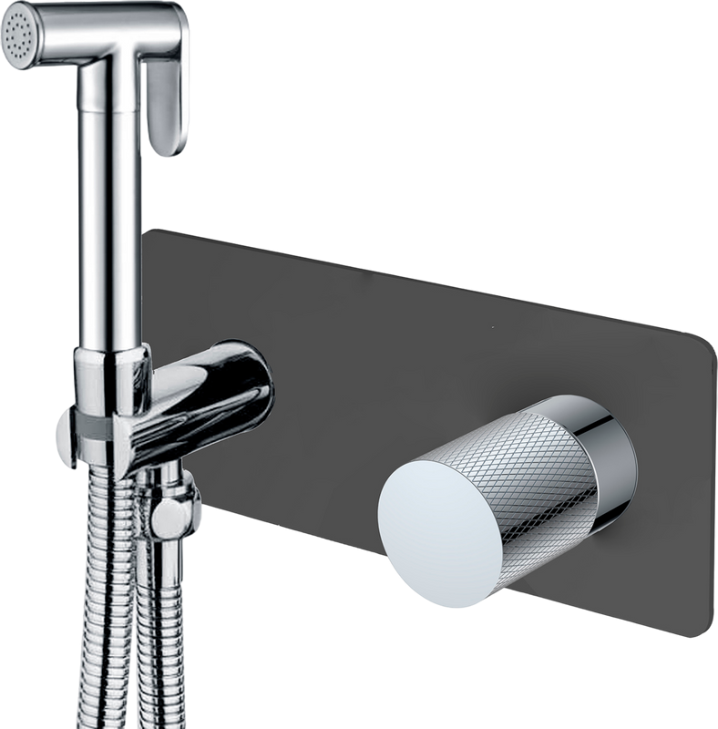 Гигиенический душ Boheme Stick 127-BCR.2 со смесителем, С ВНУТРЕННЕЙ ЧАСТЬЮ, black, touch chrome