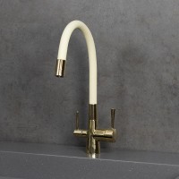 Смеситель для кухни Lemark Comfort LM3075G-Beige с гибким изливом, золото, бежевый