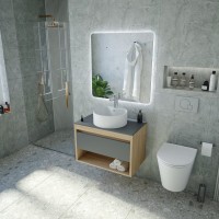 Тумба с раковиной Teymi Ritta 65 дуб эврика, матовый графит, раковина Lina S D40