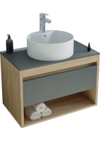 Тумба с раковиной Teymi Ritta 65 дуб эврика, матовый графит, раковина Lina S D40