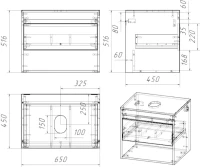 Тумба с раковиной Teymi Ritta 65 дуб эврика, матовый графит, раковина Lina S D40