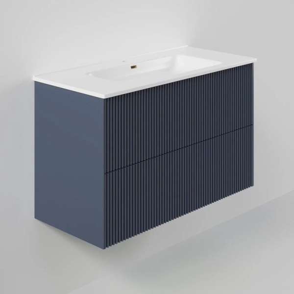 Тумба с раковиной La Fenice Terra Twin 100 подвесная, blu grigio, раковина Slim Line 100 см