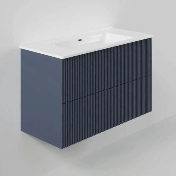Тумба с раковиной La Fenice Terra Twin 100 подвесная, blu grigio, раковина Slim Line 100 см