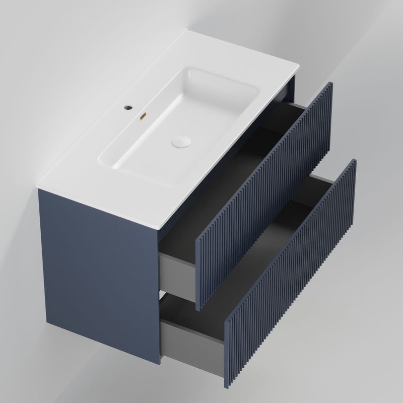 Тумба с раковиной La Fenice Terra Twin 100 подвесная, blu grigio, раковина Slim Line 100 см