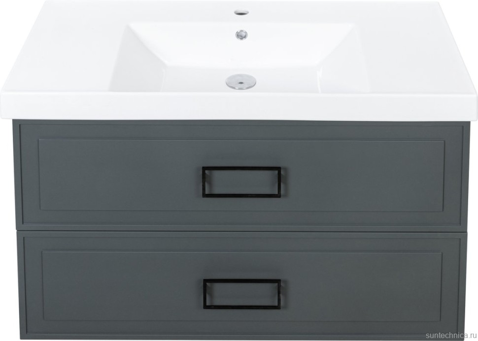 Тумба с раковиной La Fenice Cubo Twin 100 серая, ручки черные