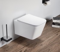 Комплект  Унитаз подвесной SantiLine SL-5007 безободковый, с микролифтом + Система инсталляции для унитазов Grohe Rapid SL 38772001, 3 в 1 с кнопкой с