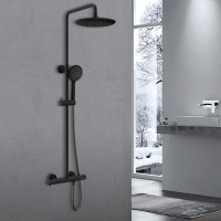 Душевая стойка Vincea Desire VSFS-1D0TMB с термостатом, черная матовая