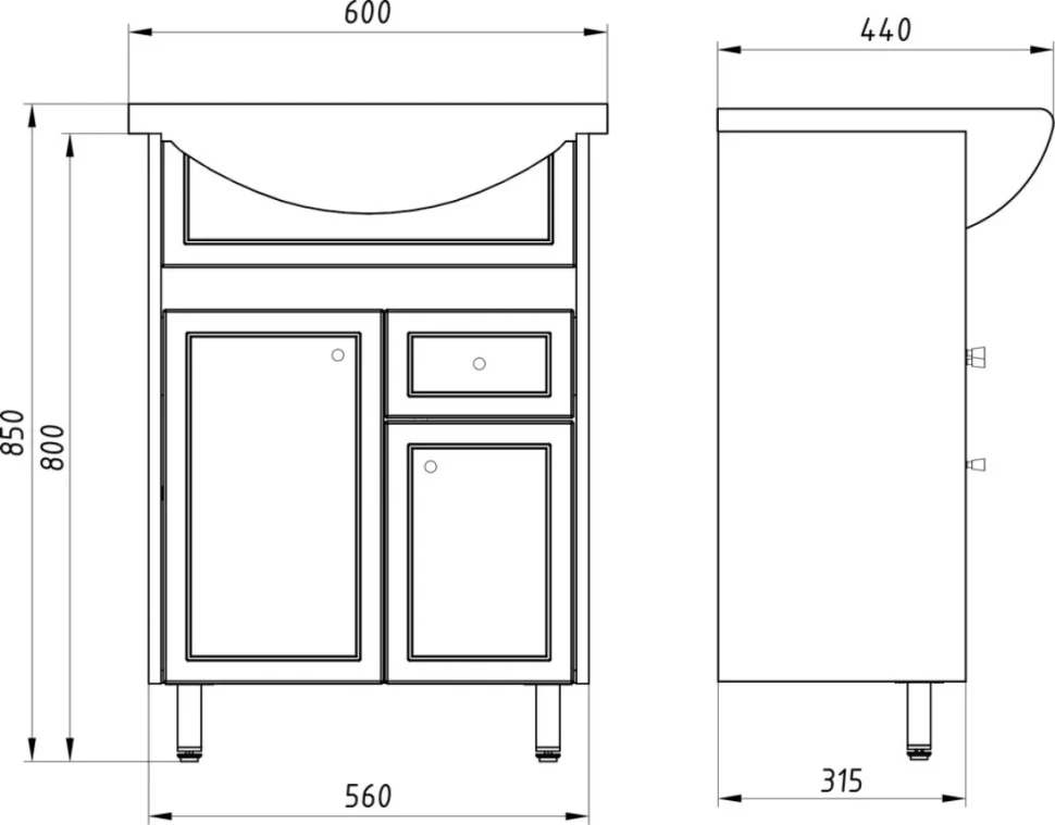 Мебель для ванной комнаты ASB-Mebel Орхидея 60 белая, северное дерево