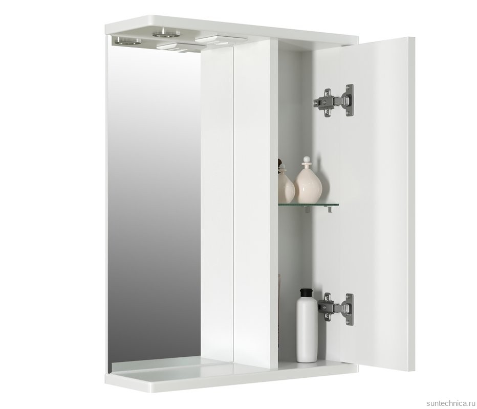 Шкаф с зеркалом в ванную MIXLINE 50х19х69 Белый ПВХ, 542403