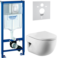 Комплект Унитаз подвесной Roca Meridian + Крышка + Инсталляция Grohe Rapid SL 38772001 3 в 1 с кнопкой смыва + Звукоизоляция