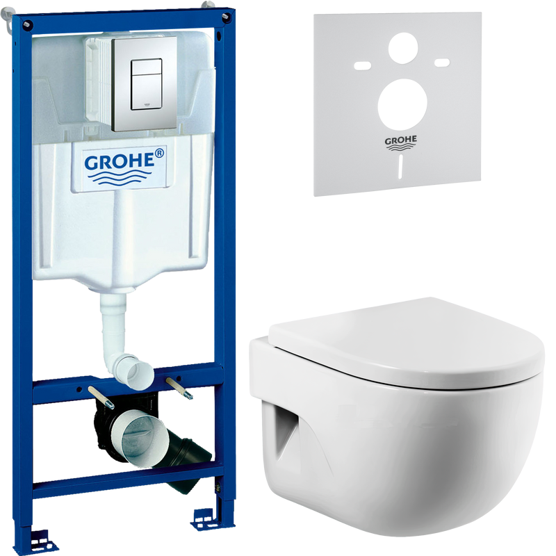 Комплект Унитаз подвесной Roca Meridian + Крышка + Инсталляция Grohe Rapid SL 38772001 3 в 1 с кнопкой смыва + Звукоизоляция