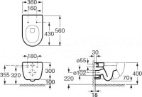 Комплект Унитаз подвесной Roca Meridian + Крышка + Инсталляция Grohe Rapid SL 38772001 3 в 1 с кнопкой смыва + Звукоизоляция