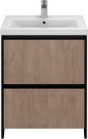 Тумба с раковиной Velvex Klaufs 60.2Y черная, шатанэ, напольная