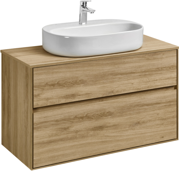 Тумба с раковиной AQUATON Либерти 100 со столешницей дуб эльвезия, раковина Одри 62