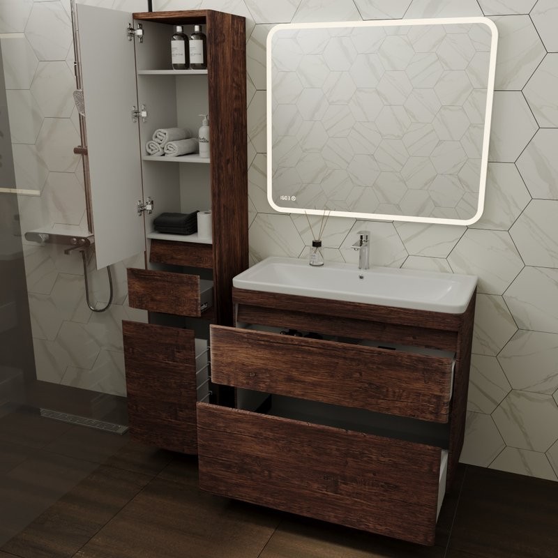 Тумба с раковиной Style Line Атлантика 90 Люкс Plus, напольная,старое дерево