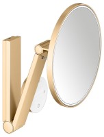 Косметическое зеркало Keuco iLook Move 17612 с подсветкой, настенное, с увеличением, шлифованная латунь, с сенсорной панелью