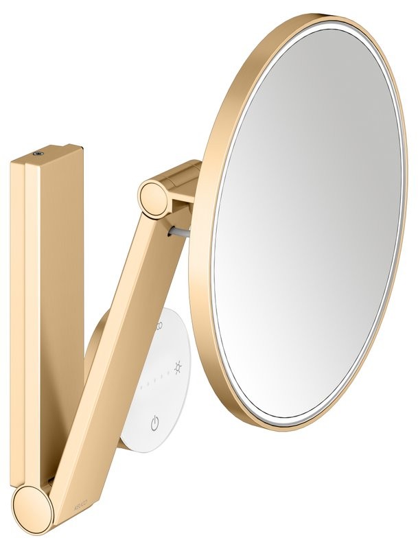 Косметическое зеркало Keuco iLook Move 17612 с подсветкой, настенное, с увеличением, шлифованная латунь, с сенсорной панелью