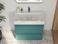 Тумба с раковиной Belux Базель 80 напольная, голубой малахит матовый