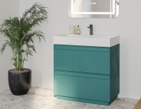 Тумба с раковиной Belux Базель 80 напольная, голубой малахит матовый