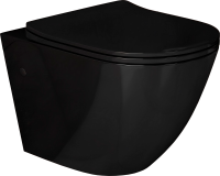 Комплект Унитаз подвесной Grossman GR-4411 black S безободковый + Крепления Geberit Duofix 111.815.00.1 к стене + Звукоизоляция + Инсталляция UP 320 111.300.00.5 + Кнопка Sigma 01 115.770.21.5 хром