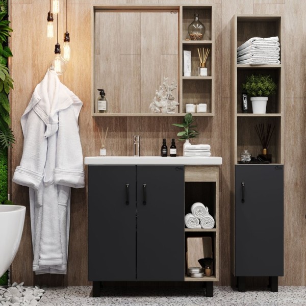 Мебель для ванной комнаты Onika Тимбер 80.10 R, серая, дуб сонома