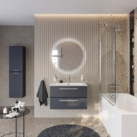 Тумба с раковиной Cezares Eco Cer-N 80 grafito, раковина Eco 80, ручки серые