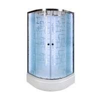 Душевая кабина DTO D EM2780NLED+GM профиль хром, стекло матовое с узором