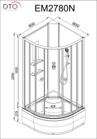 Душевая кабина DTO D EM2780NLED+GM профиль хром, стекло матовое с узором