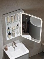 Зеркало-шкаф Alavann Cosmetic Light 50x75 с приближением, с подсветкой, глянцевый белый