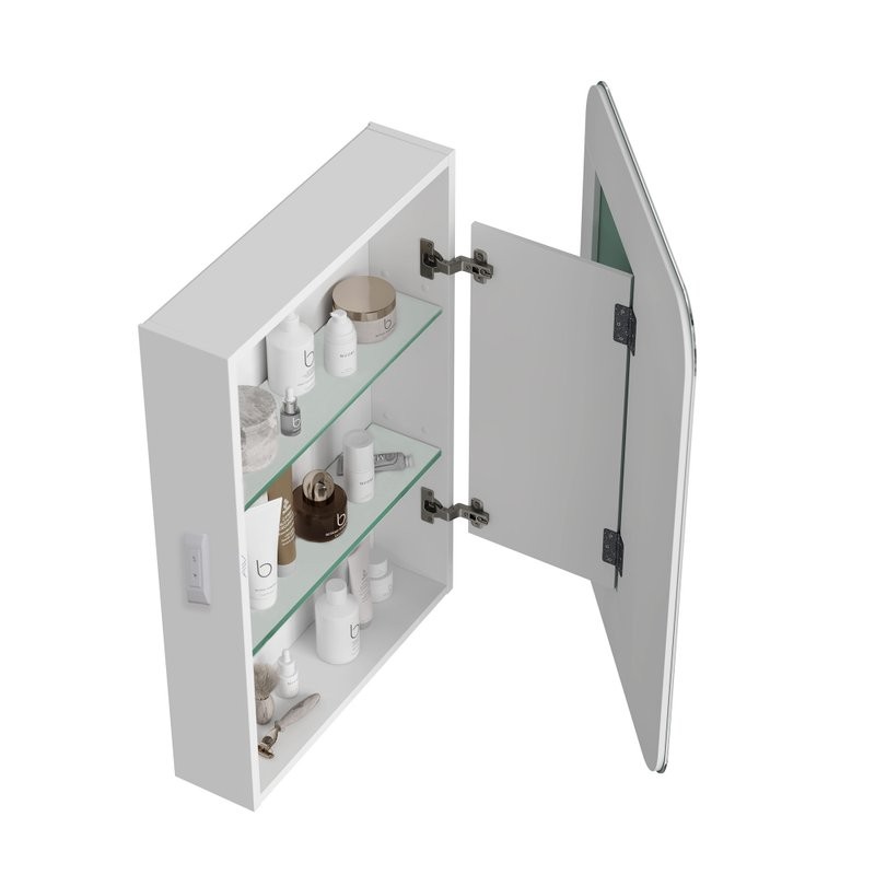 Зеркало-шкаф Alavann Cosmetic Light 50x75 с приближением, с подсветкой, глянцевый белый