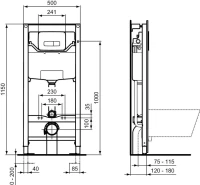 Комплект Унитаз подвесной Ideal Standard Tesi T354601 с микролифтом + Инсталляция ProSys R0308A6 с кнопкой смыва черной матовой