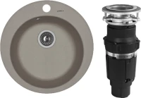 Комплект Мойка Florentina Никосия серый шелк + Измельчитель Bone Crusher BC 610-AS