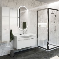 Зеркало STWORKI Мальмё 120 с подсветкой, сенсор на зеркале, овальное, настенное