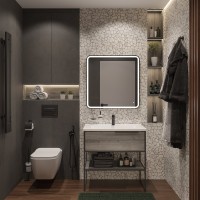 Мебель для ванной комнаты STWORKI Брамминг 85 напольная, дуб шерман серый