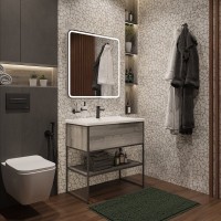Мебель для ванной комнаты STWORKI Брамминг 85 напольная, дуб шерман серый
