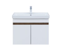 Тумба с раковиной Aquanet Оптима 70 подвесная, дуб рустикальный, белый сатин