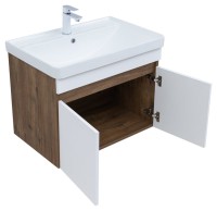 Тумба с раковиной Aquanet Оптима 70 подвесная, дуб рустикальный, белый сатин