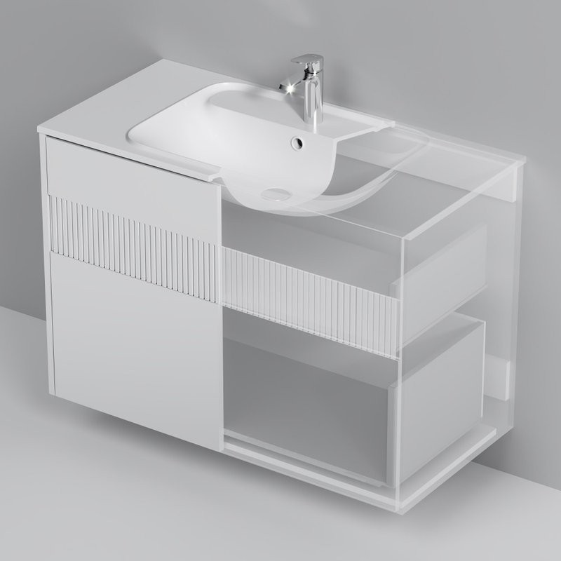 Тумба под раковину без столешницы AM.PM Func 100 белая матовая, с 2 ящиками