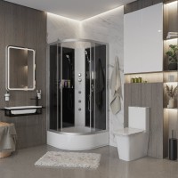 Душевая кабина Niagara Classic NG-3502-14BKG 100х100 см, без крыши, с гидромассажем
