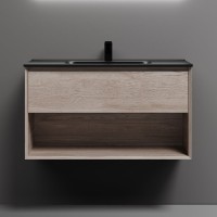 Тумба с раковиной Sancos Marmi 1.0 90 дуб галифакс натуральный, раковина CN7002MB