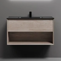Тумба с раковиной Sancos Marmi 1.0 90 дуб галифакс натуральный, раковина CN7002MB